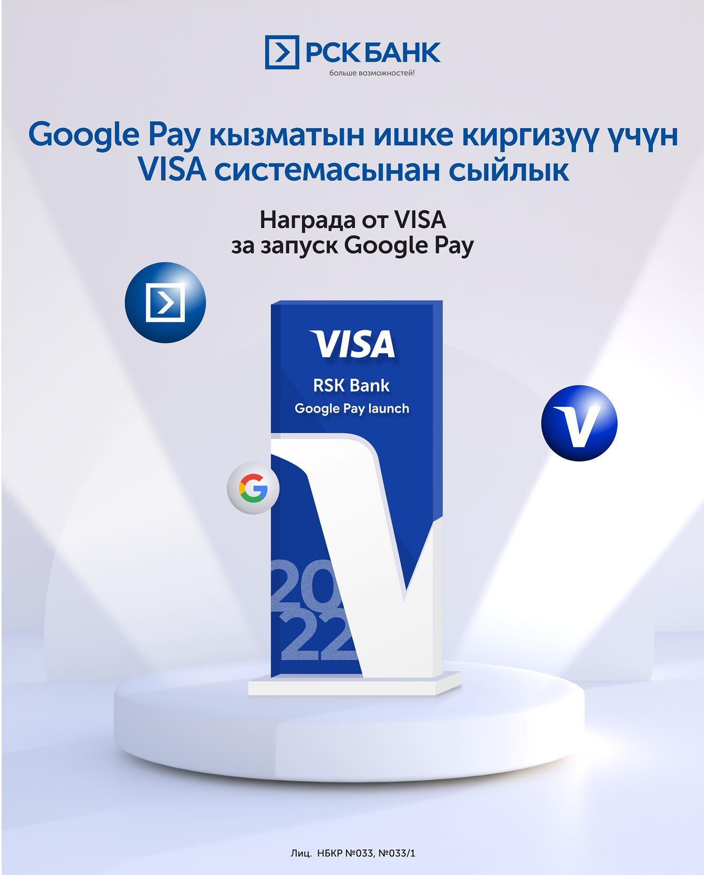 «РСК Банк» получил награду от VISA “За запуск Google Pay”